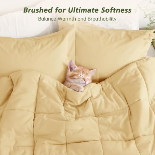 California King Comforter Set, Yellow Bed in a Bag, Bedding Set with sheets