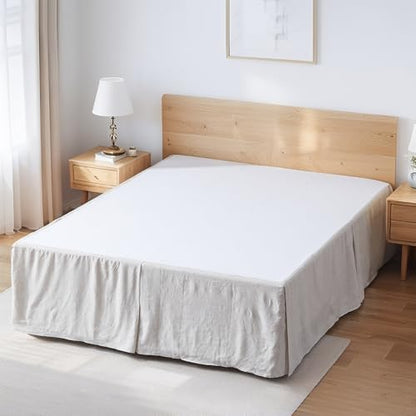 FALUCA 14-Inch 100% Linen Bed Skirt with Classic Tailored Drop Natural French Flax Dust Ruffle Cozy Soft Breathable Farmhouse Bedding (14" King, Linen)
