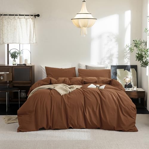FOSSA Duvet Cover Set 100% Washed Cotton Linen Feel Super King