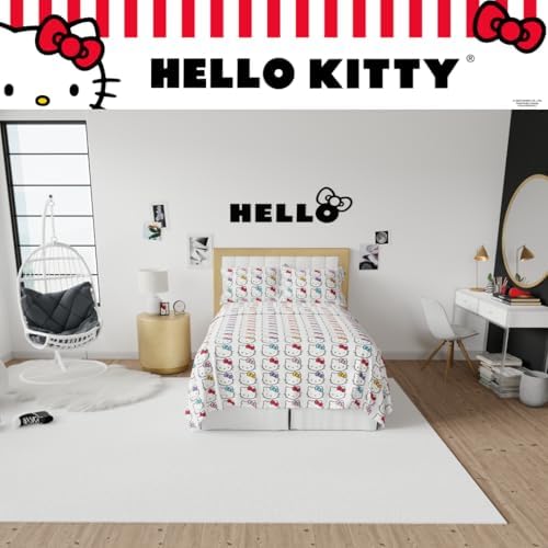 Hello Kitty Bows Bedding Super Soft Cozy Microfiber 4 Piece Full Sheet Set, (Officially Licensed Product) By Franco