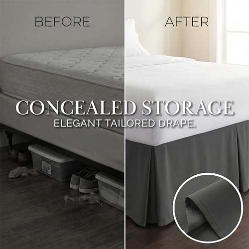 Queen Bed Skirt 14 Inch Drop Easy Care Soft Wrinkle & Fade Resistant Slate