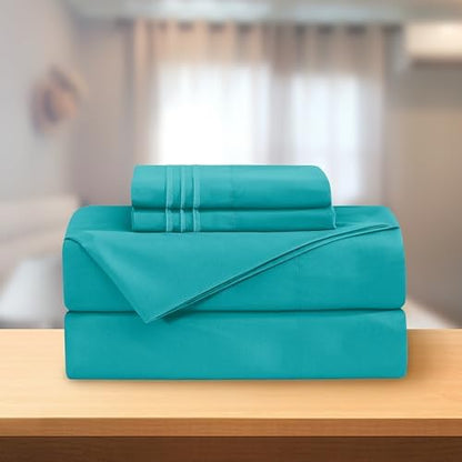Elegant Comfort Luxury 4-Piece Bed Sheet Set - Luxury Bedding 1500 Premium Hotel Quality Microfiber, Wrinkle Resistant Cool & Breathable, Easy Elastic Fitted, Twin/Twin XL, Teal