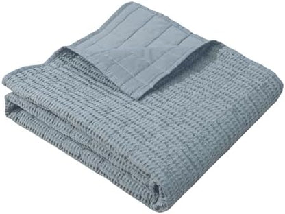 Levtex Home Cloud Waffle - Throw - Waffle Textured - Chambray - Throw (50x60in.) - Cotton