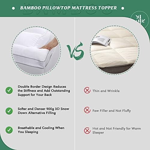 GRT Full Pillowtop Mattress Topper, Rayon from Bamboo Mattress Cover Padded