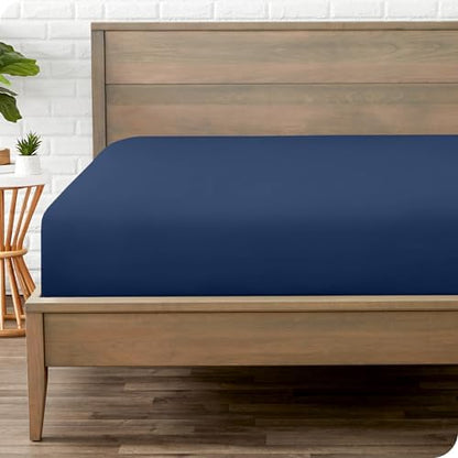Bare Home King Fitted Sheet - 1800 Ultra-Soft (King, Dark Blue)