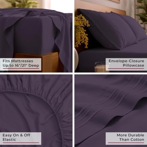 Mellanni Iconic 3-Piece, Ultra Soft Sheet Set (Twin XL, Purple)