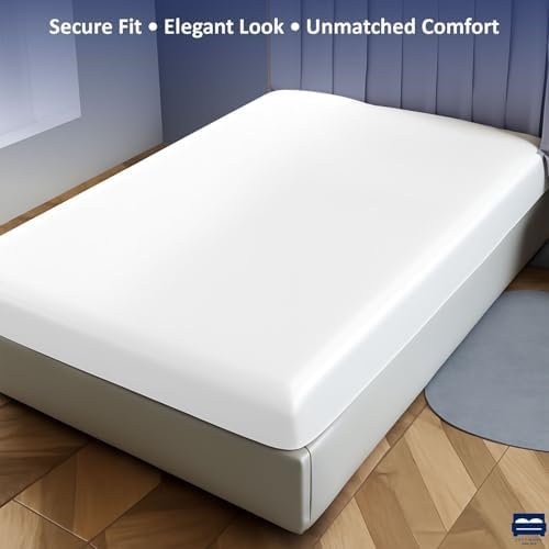 1 Piece Queen Size Fitted Sheet Only, 15-Inch Deep Mattress, White Solid