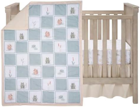 Lambs & Ivy Froggy & Friends Embroidered 3-Piece Baby Crib Bedding Set