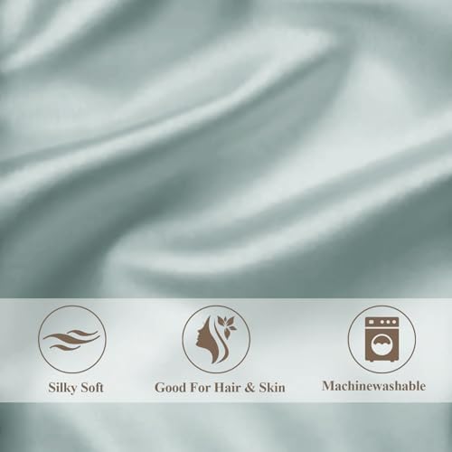 Vielit Standard Satin Pillowcase for Hair 2pc,Similar to Silk Pillow Cases,Easier Care Than Silk Pillowcase,Gifts for Women Men,Sage Green,20x26 & Envelope Closure and 2 Satin Scrunchies