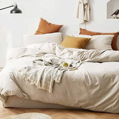 King Size Comforter Set 3 Piece, Beige, 90x104 inch