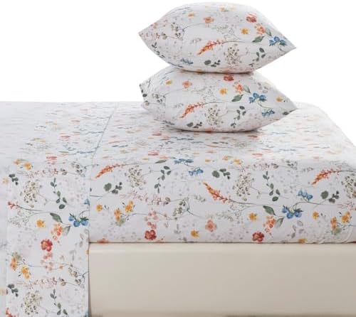 DAUAOTO Full Size Printed Sheets Set, 100% Cotton Bedding Sets, Up to 14" Deep Mattress, Vintage Farmhouse Pattern Bedlinen Set, Botanical Garden