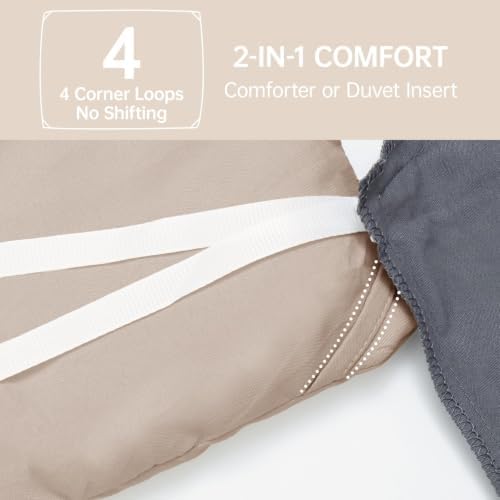 MUXHOMO Oversized King Comforter Sets, All Season Ultra Soft Down Alternative Bedding - 3 Piece Lightweight Bed Set Includes 1 Comforter (120"x98") and 2 Pillow Shams (20"x36"), Dark Linen