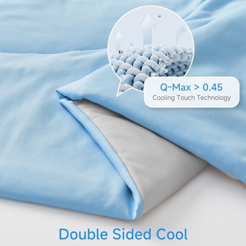HOMFINE Cooling Comforter for Hot Sleepers Queen, Blue 90"x90"