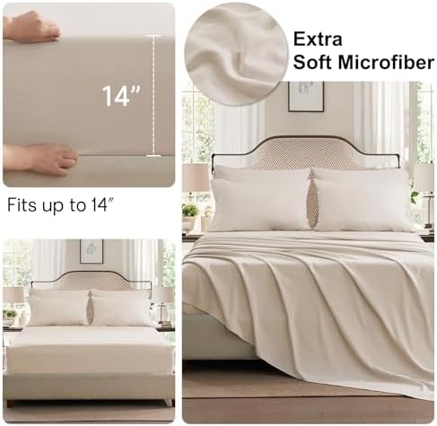 Anluoer King Size Comforter Set, 7 Piece Bed in a Bag King Bedding Sets