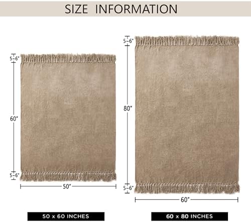 Chenille Throw Blanket for Couch 50" x 60", Taupe