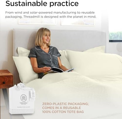 Threadmill 600 Thread Count Cotton King Sheet Set, Sateen, Ivory, 4-Piece