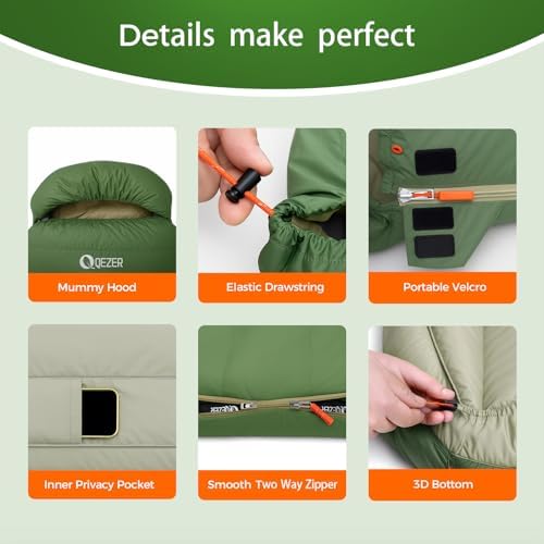 XL Down Sleeping Bag for Adults, 600 Fill Power Backpacking