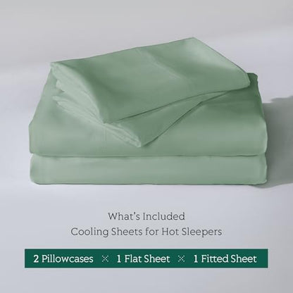 Cooling Sheets Set Queen Size, Viscose Derived from Bamboo for Hot Sleepers | Deep Pocket Up to 16 Inch | Silky Soft & Breathable Bedding - 4PC (Queen, Sage Green)