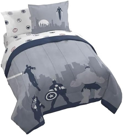 Marvel Avengers Queen Comforter Set 7 Piece Bedding for Boys, Blue