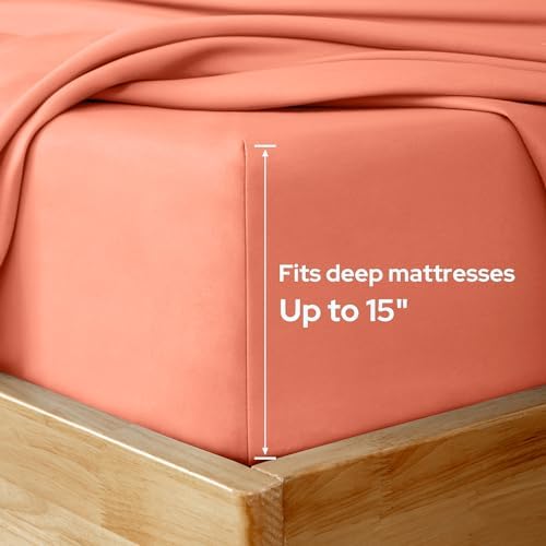 HOMEIDEAS Full Size Bed Sheets - 6 Piece Set (Coral) - Extra Soft Brushed Microfiber 1800 Bedding Sheets, Deep Pocket, Wrinkle & Fade Free