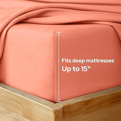 HOMEIDEAS Full Size Bed Sheets - 6 Piece Set (Coral) - Extra Soft Brushed Microfiber 1800 Bedding Sheets, Deep Pocket, Wrinkle & Fade Free