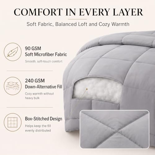 CozyLux Twin XL Comforter Set Grey - 5 Pieces Twin XL Bed in a Bag
