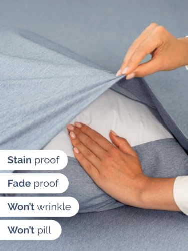 Extra Deep Pocket Full Sheet Set - Breathable & Cooling - Heathered Blue