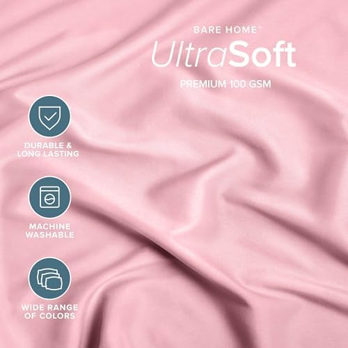 Bare Home Twin XL Fitted Sheet - 1800 Ultra-Soft (Twin XL, Light Pink)