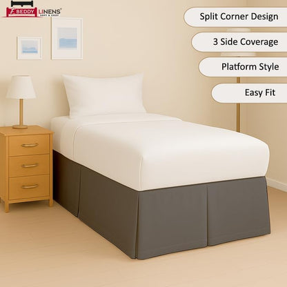 eBeddy Linens Split Corner Dorm Bed Skirt Twin XL – 36 Inch Drop, 100% Microfiber, Extra Long Bed Skirt for College Dorm, Platform Style, Dark Grey Solid, Hidden Storage Solution, Easy Fit