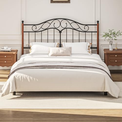 Weehom King Size Headboard Only, Vintage Metal Headboard for King Bed Black