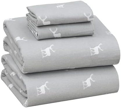 RUVANTI Flannel Sheets Set Queen Size, Celestial Stag