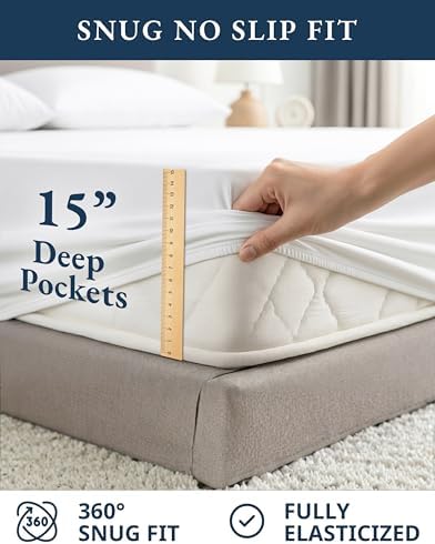 LANE LINEN Twin Sheets 100% Organic Cotton 3pc Percale Cooling Soft - White