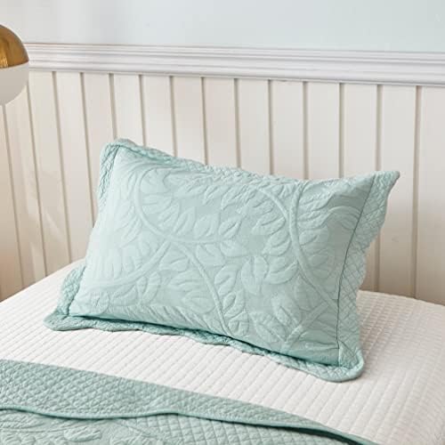 MarCielo 3-Piece 100% Cotton Oversized Bedspread Lightweight Quilt Coverlet Embroidery Farmhouse Bedding Set T0 (Aruba Blue, Twin (68"x86"))