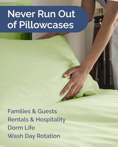 King Standard Pillow Cases Set of 6 - Pillowcase Covers - Light Sage Green