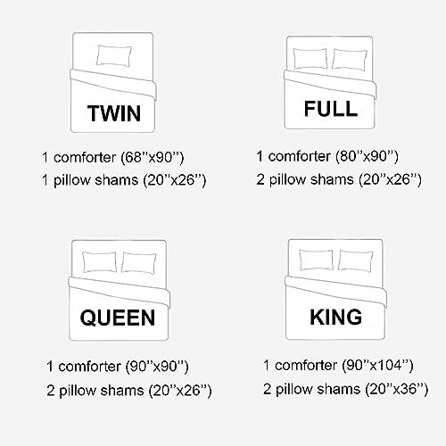 King Size Comforter Set 3 Piece, White, 90x104 inch