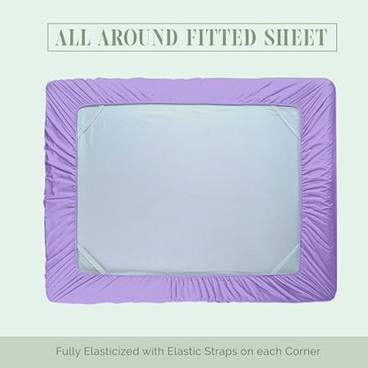 Elegant Comfort 1500 Premium Hotel Quality 18-24 Inches Deep - Extra Deep Pocket Single Fitted Sheet for High Mattress, Luxury and Softest, Smart Pocket - Wrinkle Free, King, Lilac