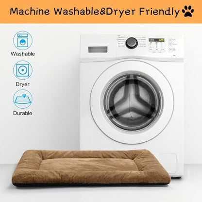 Dog Crate Pad Washable Dog Bed for Crate Medium Cozy Mat 30-Inch Camel