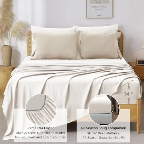 Prewashed Queen Size Comforter Set 7 Pieces, Beige Bed Set