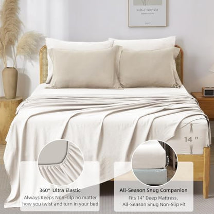Prewashed Queen Size Comforter Set 7 Pieces, Beige Bed Set