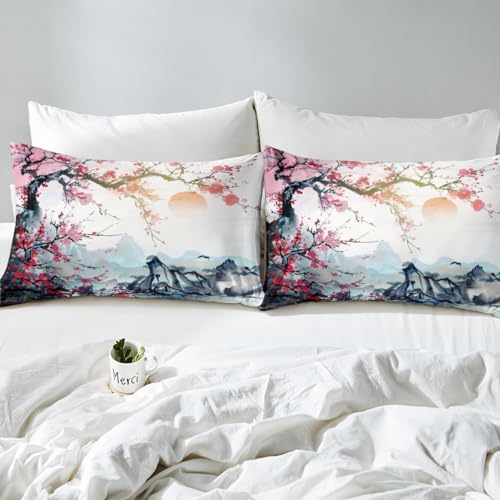 Feelyou Cherry Blossoms Duvet Cover King Size Boys Girls Teens