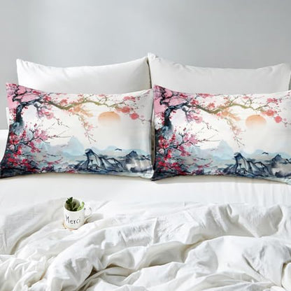 Feelyou Cherry Blossoms Duvet Cover King Size Boys Girls Teens