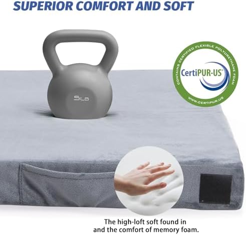 CYMULA Memory Foam Camping Mattress Pad, Sleeping Mat, Portable Roll Up Mattress for Adults, Camping Bed Pads for Sleepover, Car Bed with Travel Bag