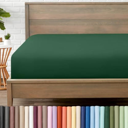 Bare Home Full Fitted Sheet - 1800 Ultra-Soft (Full, Forest Green)