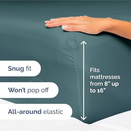 King Size 4 Piece Sheet Set - Ultra Soft & Cooling Bed Sheets - Deep Teal