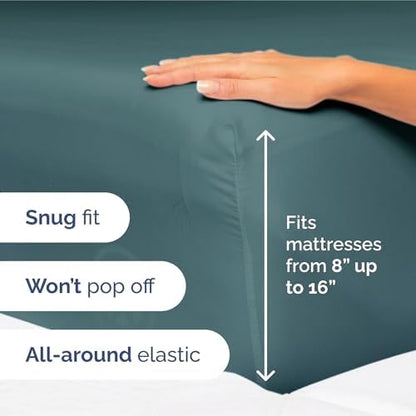 King Size 4 Piece Sheet Set - Ultra Soft & Cooling Bed Sheets - Deep Teal