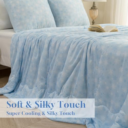 CHOSHOME Cooling Comforter Cooling Blanket, Q-Max 0.45 Cool Sleeping Summer Blanket for Hot Sleeper Night Sweats, Twin 60" x 80", Blue 02