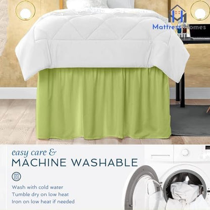 Mattress-Homes Ruffled Dorm Bed Skirt, Twin XL, 46-Inch Drop, Tailored with Split Corners, Sage Dust Ruffle for Lofted College Beds, Twin Extra Long Dorm Bedding Essential