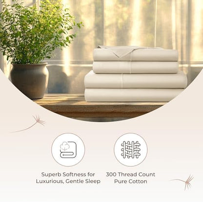 Whisper Organics 100% Organic Cotton Bed Sheets with Deep Pocket 4 Pc. Set