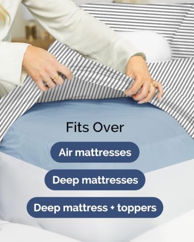 CGK Linens 2 Pack Extra Deep King Fitted Sheets - Grey Stripes