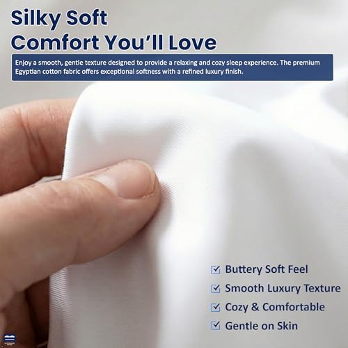 Cottingon 4 Piece RV King Sheets Fits 15" Deep, Egyptian Cotton, White